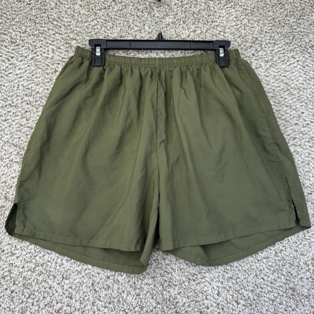 USMC Soffe Olive Green Brief Black Liner Running Shorts Size Medium Deawstring